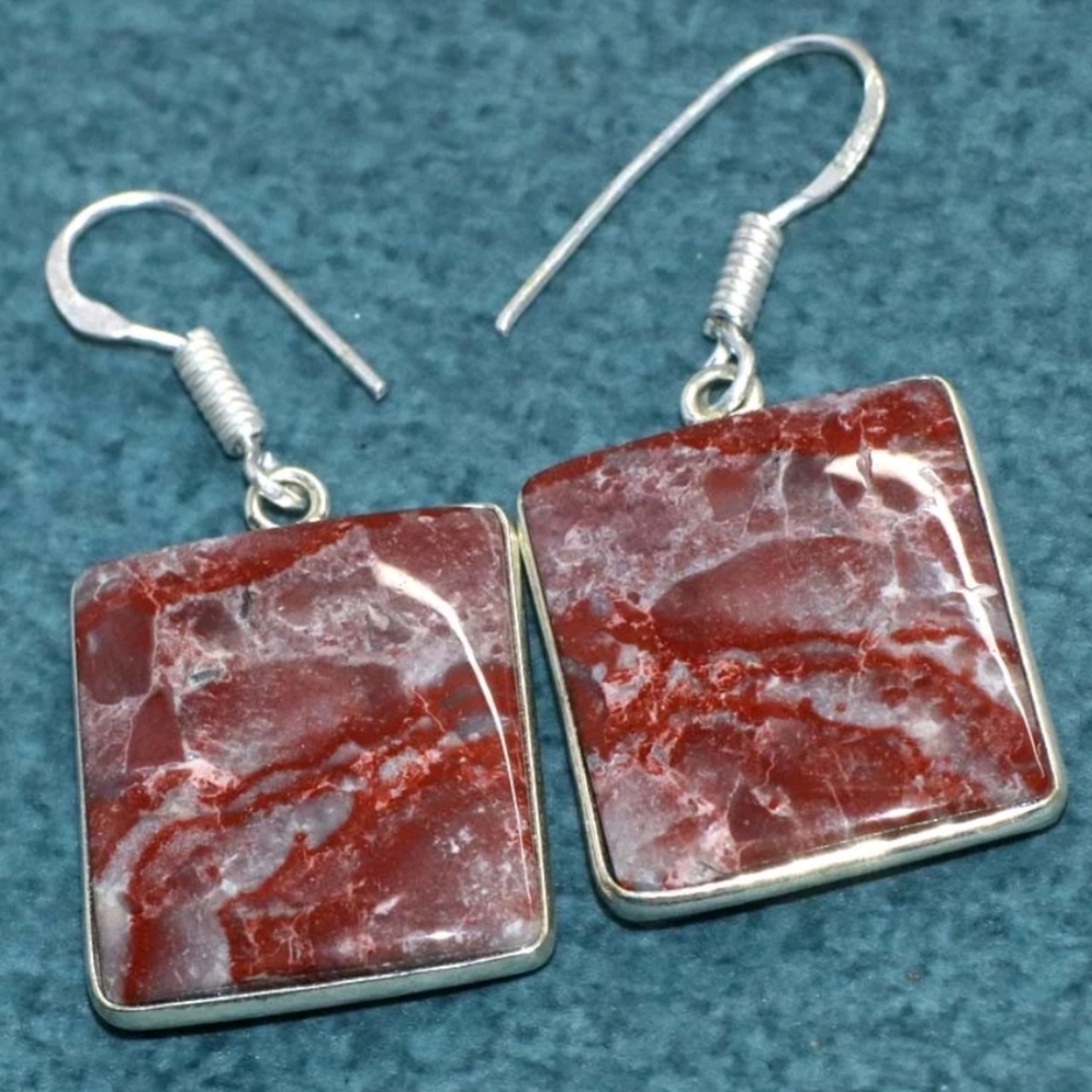 Wave Dolomite Gemstone 925 Silver Handmade Drop Dangle Earrings
